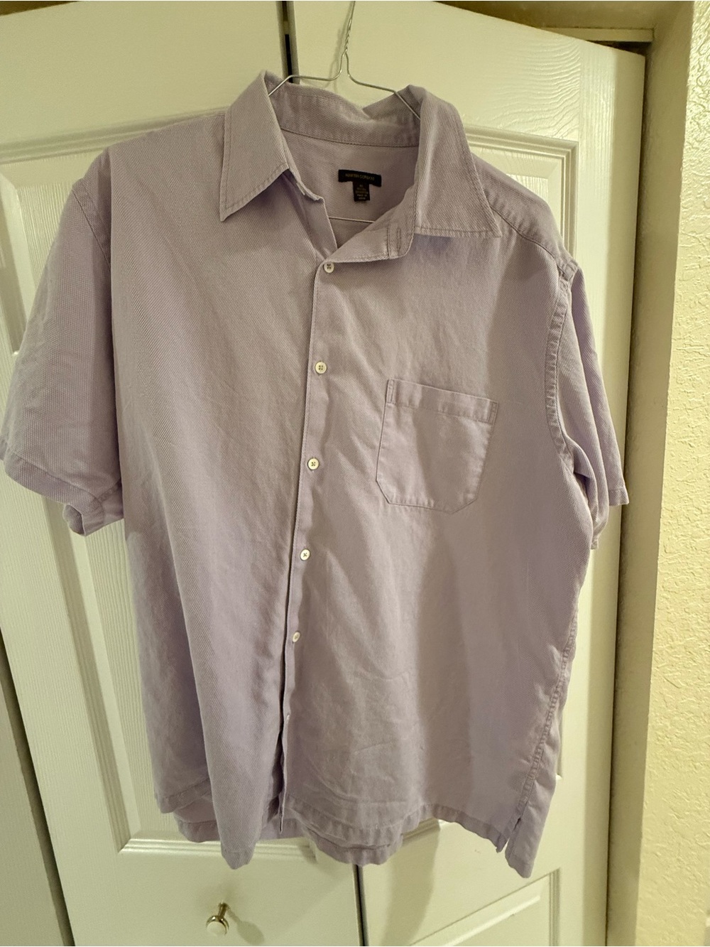 Men's Lavender Short-Sleeve Silk Button-Up Shirt